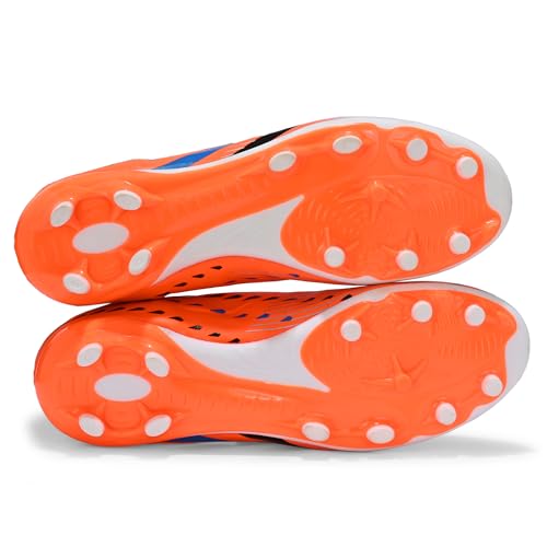 Image of PRO ASE SPORT Football Shoes with Rubber Studs - Ideal for Hard & Artificial Turf Surfaces | Orange, Black, Golden.