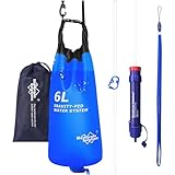 Membrane Solutions Gravity Water Filter Pro 6L, NSF/ANSI 42&372&401 Certified, 0.1 μm Versatile Water Purifier Camping with Adjustable Tree Strap Storage Bag, Survival Gear for Emergency Preparedness