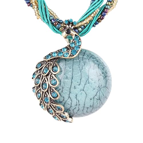 Collier pierre naturelle craquelée bijoux vintage femmes chaîne perles pendentif multicouche