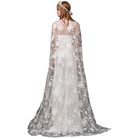 Kelaixiang Women Ivory Long Cloak Wedding Bridal Jackets Cape Custom Top Lace Tulle Elegant Cover