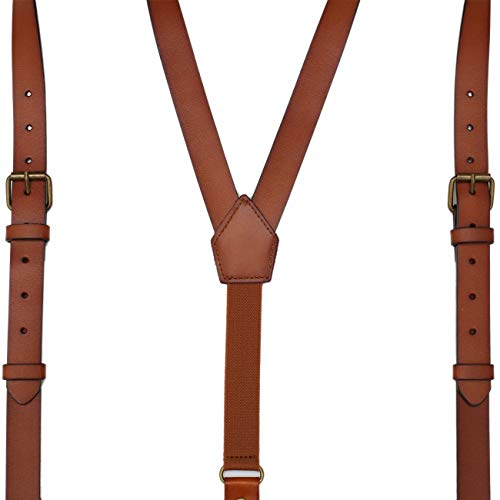 Eurynome Leather Suspenders For Men Wide Genuine Leather Suspenders Adjustable Brown Personalized Groomsmen Gifts #TOP5