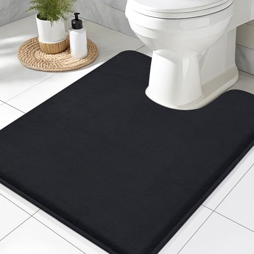 Smiry U-Shaped Memory Foam Toilet Rug 24x20 Black