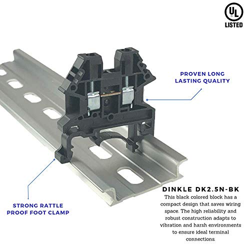 Dinkle Black Dk2.5N-Bk Din Rail Terminal Block Screw Type Ul 600V 20A 12-22Awg, Pack Of 100 #TOP3