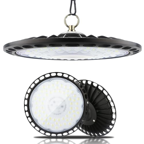 Fynokst 200W UFO LED Workshop Light, 30000LM 6000K Super Bright LED High Bay Light, IP66 Waterproof Pendant Light, Industrial Workshop Lamp for Garages, Halls, Warehouses, Workshops, Factory Lighting