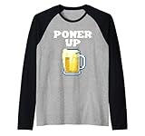 Taza de cerveza pixelada Power Up Camiseta Manga Raglan