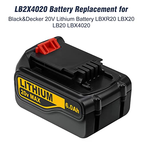 6.0Ah 20 Volt Lb2X4020 Replacement Battery Compatible With Black And Decker 20V Lithium Battery Lbxr20 Lb20 Lbx20 Lbxr2020-Ope Lbxr20B-2 Lst220 #TOP1