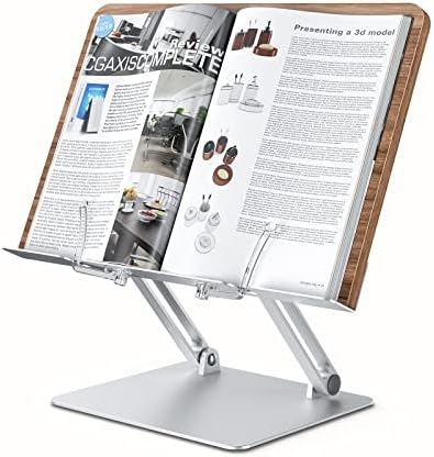 SupeDesk Book Stand for Reading,Book Holder,Display Stand,for 5-8.5"Book,Wood,Laptop Stand for 12-17"laptop/6-13"Tablet&Ereader,Tiltable,Height Adjustable,Foldable,Study,Cook,Max Load 4.4lbs