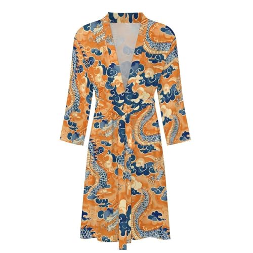 Lucky Dragon Funny Men's Robe Soft Lightweight Bathrobe Long-sleeve Spa Robes4