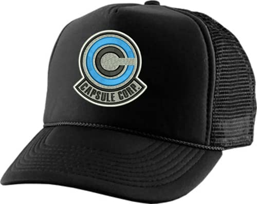 Image of ALLNTRENDS Adjustable Trucker Hat Capsule Corp Embroidered Mesh Baseball Cap Adult Graphic Anime Hats