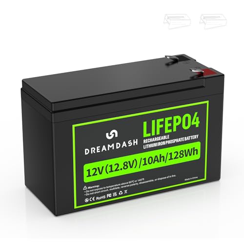 12V 10Ah LiFePO4 Lithium Battery,Up to 5000+ Deep Cycles,12 v