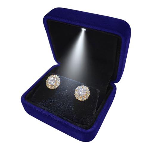 GBYAN Earring Box with LED Light,Velvet Earring Case,Jewelry Gift Box
