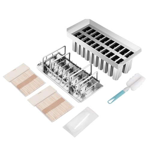 20Pcs Stainless Steel Popsicle Molds, Fast Freeze Mold with Slot Ice Cream Maker for Home Business