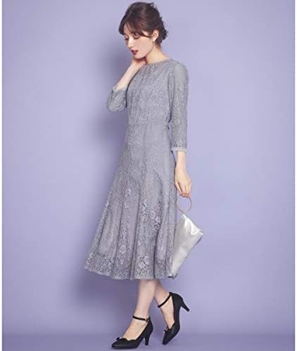 Amazon Co Jp フェルゥ Feroux オーナメントレース ドレス ライトグレー系 1 服 ファッション小物