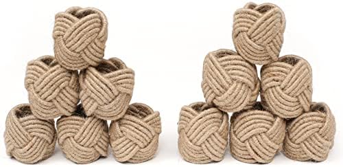 BEDDINGCRAFT - Napkin Rings Set of 12 - for Christmas, Weddings, Thanksgiving, Baby Showers, and Dining – Natural Jute - Loving Napkin Ring Design