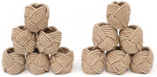 Beddingcraft - Napkin Rings Set Of 12 - For Christmas, Weddings, Thanksgiving, Baby Showers, And Dining – Natural Jute - Loving Napkin Ring Design #TOP22
