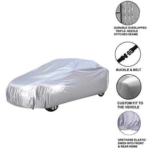 Image of Adroitz Silver Matty Triple Stitched Car Body Cover for Hyundai Getz Prime (Without Mirror Pocket)