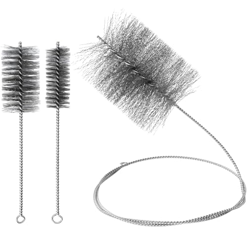 COEWUR 3 Stück Ofenrohrbürste Set Ofenbürste Kaminbürste ø 130 mm 60 mm 40 mm Kamin Reinigungsset mit 1,5m Flexstange Schornsteinfeger Bürste mit Schubstange Kaminbesen für Kaminofen Kamin Ofenrohr