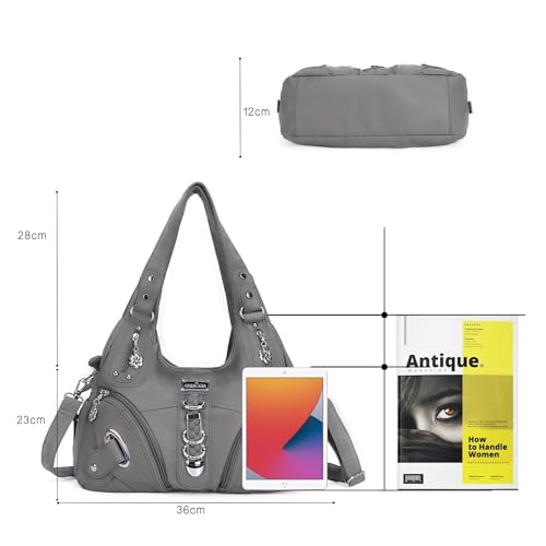 Angelkiss Hobo Purses and handbags for Women Satchel Leather Handbag Women Purses Large Daily Shoulder Bags - Thumbnail 3