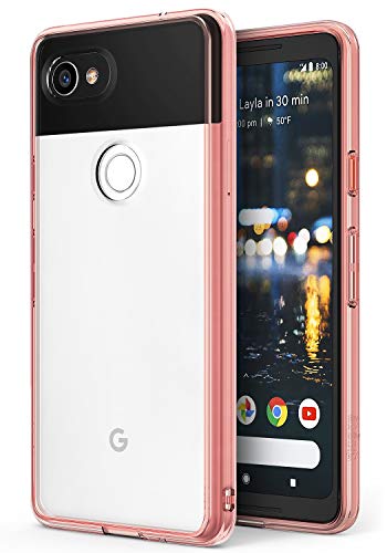 Ringke Fusion Google Pixel 2 XL Phone Case Crystal Clear Minimalist Transparent PC Back TPU Bumper Drop Protection Scratch Resistant Natural Shape Protective Cover for Pixel 2 XL - Rose Gold