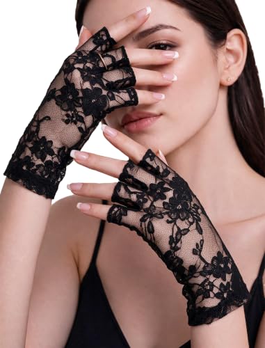 Avidlove Fingerless Gloves for Women Short Lace Gloves for Party Wedding | 1920s flapper look, tea party outfit, prom night accessory, breathable stretch, lightweight feel, Halloween costume - image 1