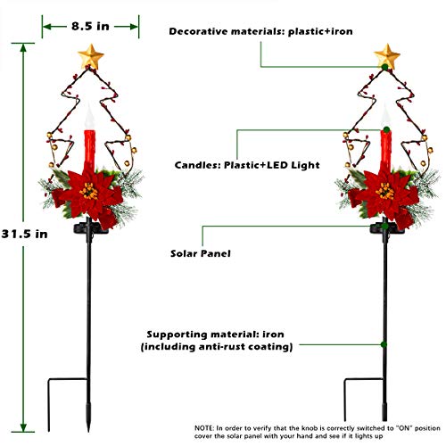 Solpex Solar Christmas Decorations Outdoor Led Lights, Waterproof Solar Powered Xmas Candle Pathway Lights,Set Of 4 #TOP6