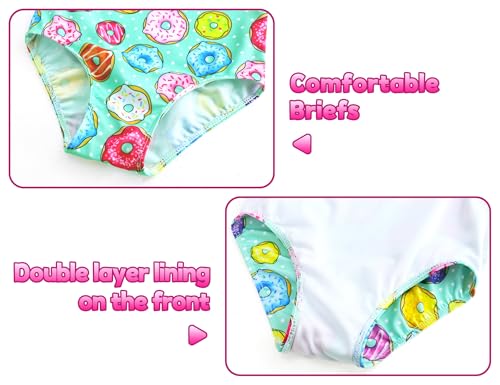 Image of Gnainach Girls Bathing Suit Size 3t 4t Multicolor Doughnut Cute Sleeveless Swimsuits with Adjustable Straps Summer Beach Swimwear