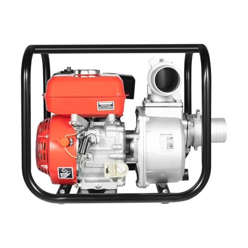 Benzin Wasserpumpe, 4-Takt 7.5HP 212CC 3 Zoll Wasserförderpumpe Tragbare Wasserpumpe Einzylinder Benzinwasserpumpe Luftgekühlt Wasserförderpumpe Schmutzwasserpumpen für Tankfüllung, Bewässerung