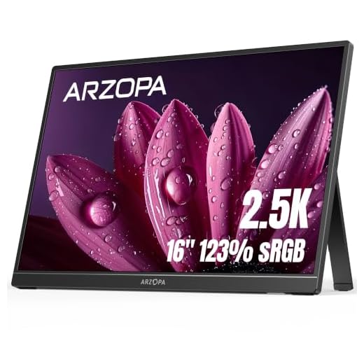 ARZOPA 16" 2.5K Portable Monitor, 2560x1600 QHD IPS Display 123% sRGB with Built-in Stand USB-C HDMI Eye Care External Second Screen for Mac Laptop Phone PS4/5 Xbox Switch -Z1RC