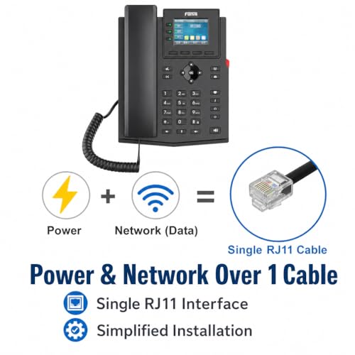 Teléfono VoIP Fanvil X303 2.4" color, 2 cables miniatura 3