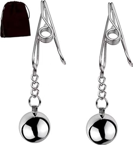 2024 Upgraded Silver Weight Metal Nipple Clamps for Men Women, Adjustable Nipple Clip Clamps Circular Stainless Steel Clamp, Non-Piercing Metal Stimulator Nipple Clips Adult Toys Sweater Yoga K8