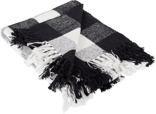 DII Buffalo Check Collection Manta Rustica Estilo Granja con Flecos, 50x60, Negro/Blanco miniatura 1