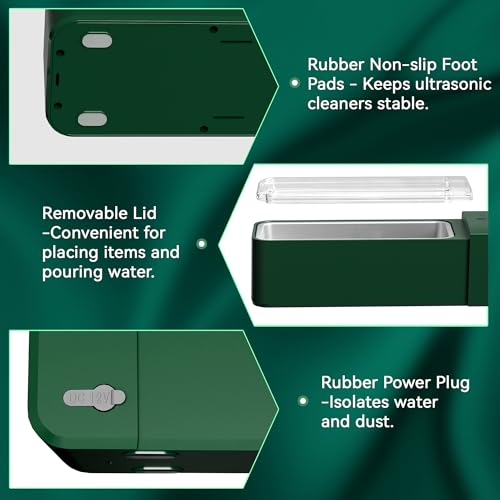 ROLWAY Limpador de dentaduras, limpador ultrassônico de retentor de 590 ml, limpador de joias profis
