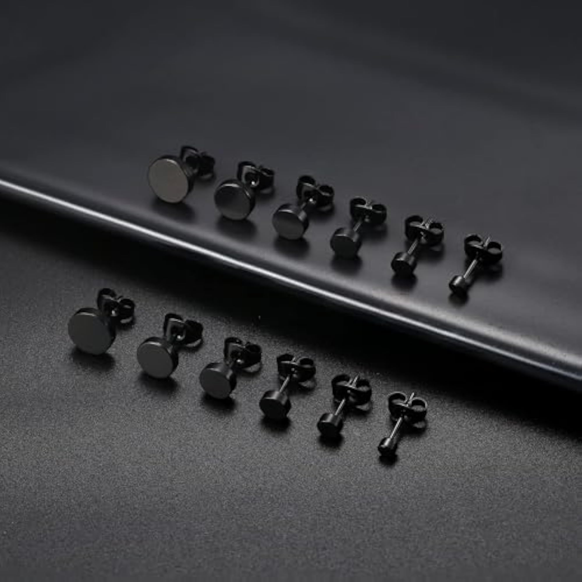 Stainless Black Stud Earrings for Men & Women