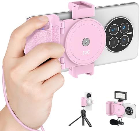 Black Magnetic Smartphone Grip, Magnetic Camera Handle Bluetooth Bracket Cell Phone Shutter Grip w Bluetooth Control Compatible for iPhone Video Shooting