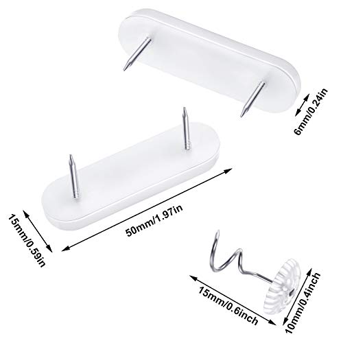 jetec 40 pieces plastic bed skirt pins holding head double white furniture chair leg glide nails clear heads twist pins for slipcovers and bed skirts