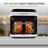 Nutrichef 5.8 Quart Air Fryer | 8-1 Preset Cook Modes | Transparent Fry Bowl for Best Cooking Results | Cook Shrimp, Steak, Fries, Wings, Chicken & More | Precise Temperature Control & Time | White