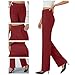 bawilom Straight Leg Pants for Women Wide Leg Dressy High Waist Yoga Pants Business Casual Work Trousers with Pockets Wine