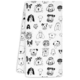 Jvpke Black and White Dog Dish Hand Towels for Kitchen Bathroom 16x24 - Dog Lover Gifts for Women Mom, Dogs Decor for Bathroom Home