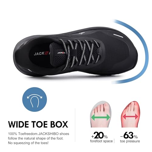 JACKSHIBO Slip in Men Hands Free Shoes Wide Toe Box Slip On Walking Running Tennis Athletic Sneakers Arch Support Plantar Fasciitis Orthopedic Shoes with Metatarsal Pads Cushion Thick Zero Drop Sole3