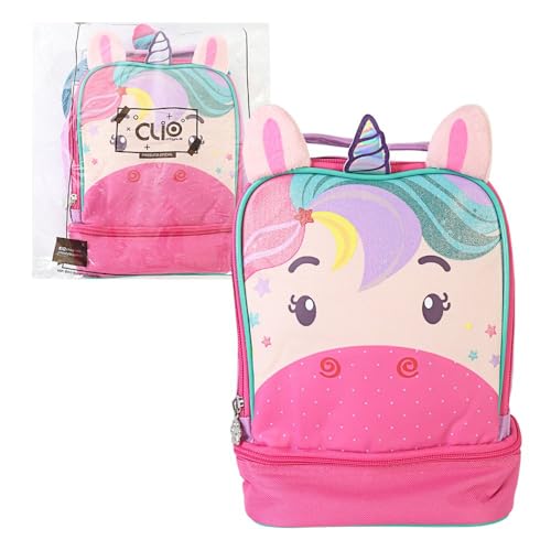 Lancheira Térmica Infantil Unicórnio Arco-Íris, Bolsa Térmica - Tecido PVC com Brilho (Roxo)