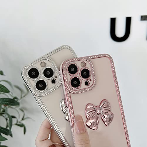 Luxury Electroplated Bowknot Phone Case For Iphone 11 12 13 Pro Max Soft Shockproof Bumper Back Cases Cover,Red,For Iphone 13Pro #TOP2