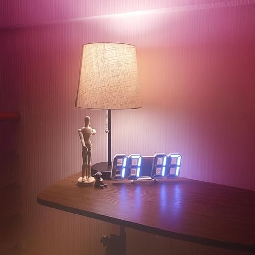 Image of 3D LED Digital Wall Clock with Three Alarm Sets, White, Desk Stand, Modern Style