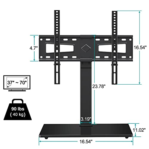 MOUNT PRO Swivel Universal TV Stand/Base - Table top TV Stand for 32” to 70” LCD LED TVs - 9 Levels Height Adjustable TV Mount Stand with Tempered Glass Base, Holds up to 88 lbs, Max VESA 600x400mm - Thumbnail 7