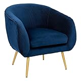 Atmosphera   Fauteuil Solaro Bleu en Velours plissé
