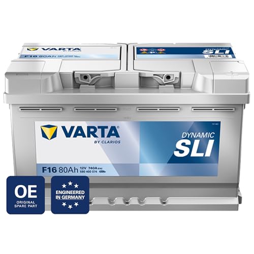 VARTA Automotive DYNAMIC SLI (F16) 12V 80Ah 740A - Nassbatterie KFZ mit Standardausstattung & ohne Start-Stopp System - Starterbatterie für einfachen Energiebedarf - Bleisäurebatterie wartungsfrei