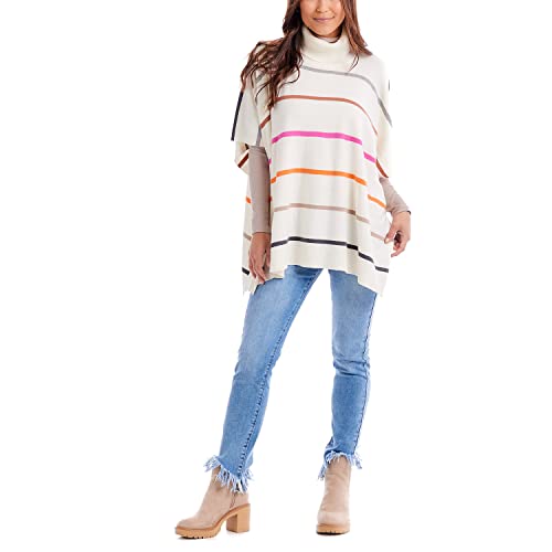Mud Pie Women's Juno Stripe Poncho