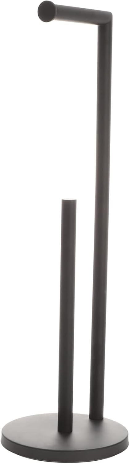 Standing Toilet Paper Holder Stand Vertical Paper Towel Rack with Sturdy Flat Base for Bathroom Kitchen Living Space-Saving Easy One-Hand Operation Fits Standard
