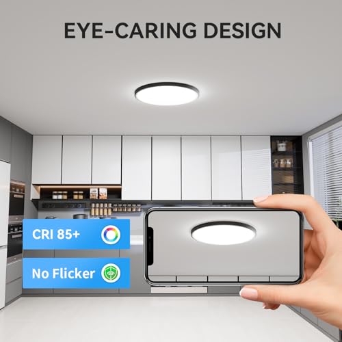 image for WKONCLDY 3200lm LED Flush Mount Ceiling Light, Super Slim 12 inch LED 