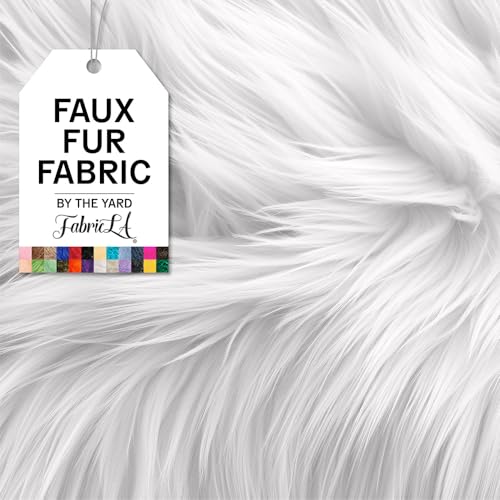 Image of FabricLA Faux Fur Fabric by The Yard - Artificial Craft Fur - 36 inch X 60 inch Inch Wide - Fur Fabric for Craft Supply, DIY Furry Plush Projects, Sewing, Decoration, Upholstery, White, 1 Yard