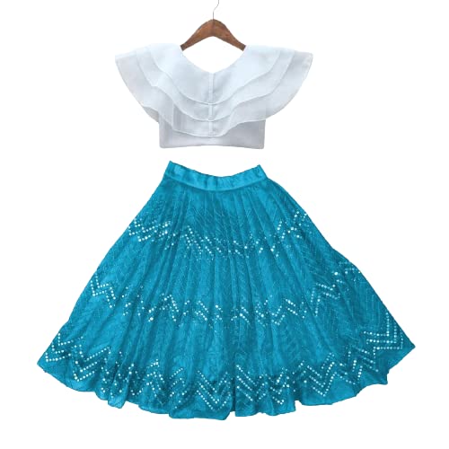 Image of E-SQARE Kids Girls Georgette Silk Digital Printed Ethnic wear Lehenga Set
